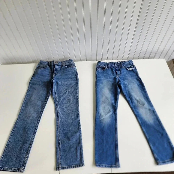 Lot Of 2 Boys Blue Skinny Straight Fit Stretch Cat & Jack Wonder Nation Sz 12 - Picture 1 of 11